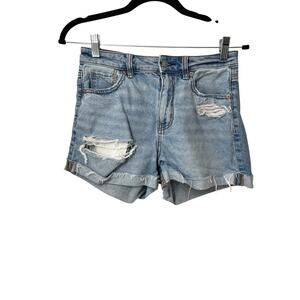 American Eagle Mom Short Jeans Jorts Denim Strigid Cotton Size 0 boho